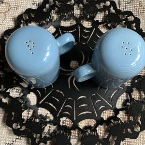 Homer Laughlin Fiesta Big blue/ periwinkle salt and pepper dispensers